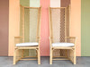 Pair of High Back Rattan Lattice Chairs