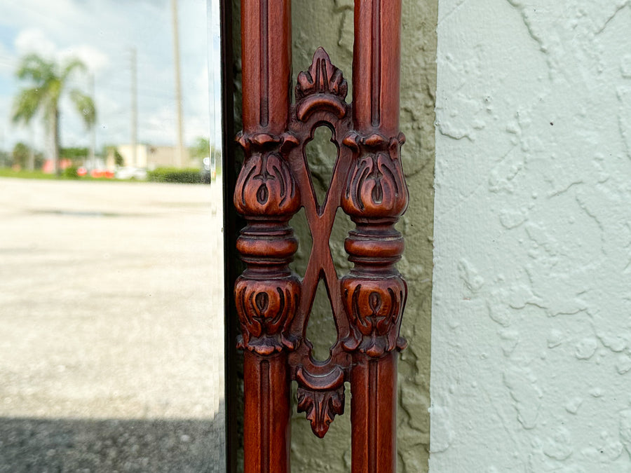 Chinoiserie Chic Wood Carved Pagoda Mirror