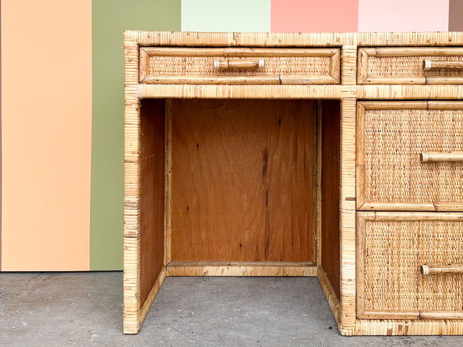 Coastal Rattan Wrapped Desk