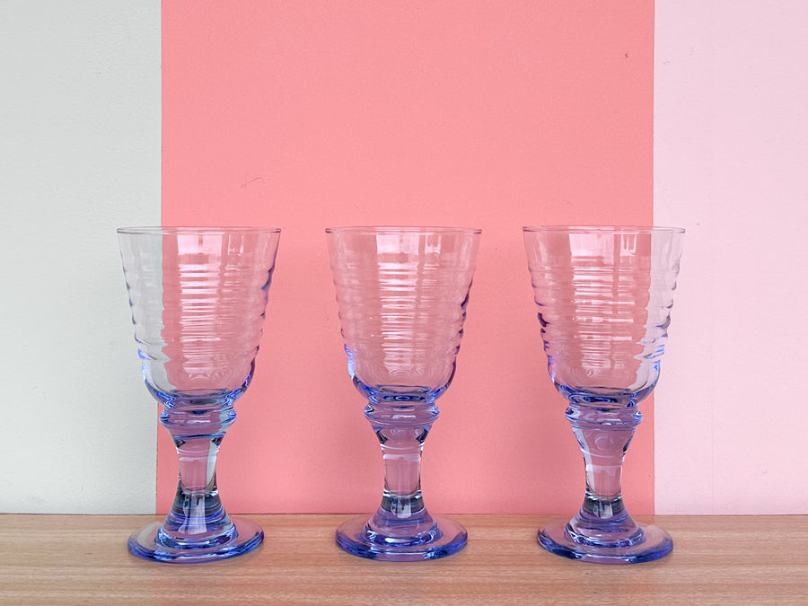 Set of Six Pretty Blue Goblets