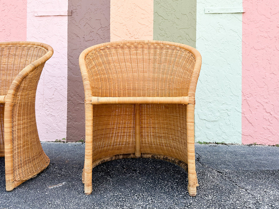 Pair of Cute Wicker Barrel Chairs