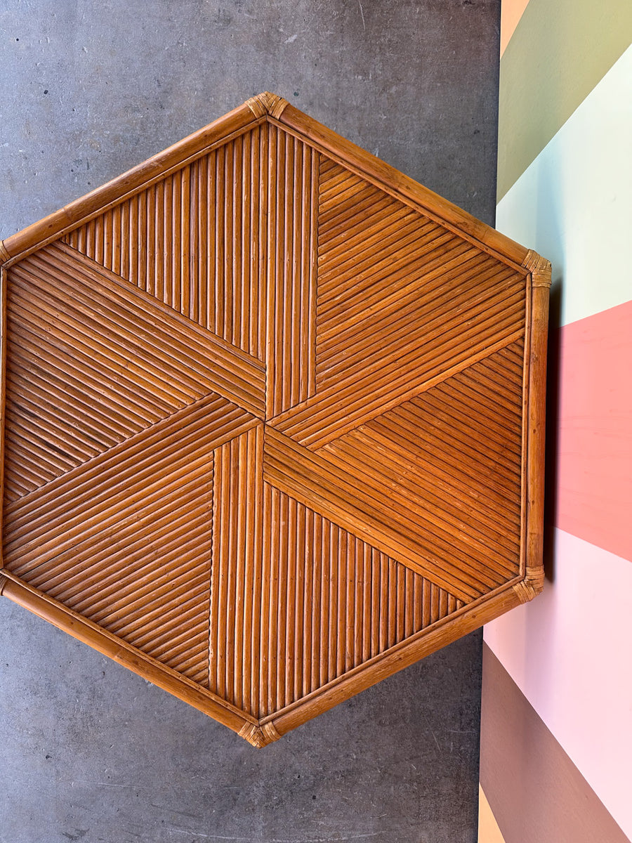 Brown Jordan Pencil Reed Rattan Coffee Table