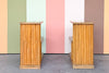 Pair of Frankl Style Two Tier Rattan Side Tables