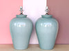 Pair of Seafoam Crackle Ginger Jar Lamps