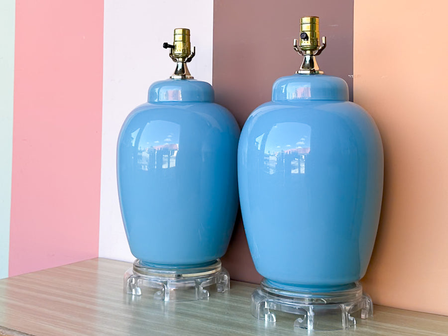 Pair of Sky Blue Lamps