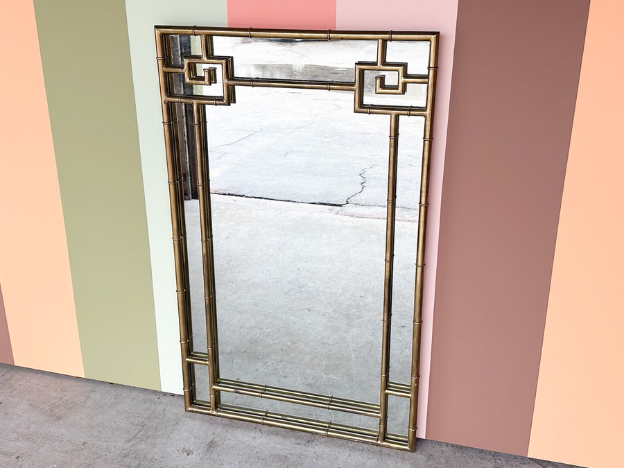 Regency Style Brass Greek Key Mirror