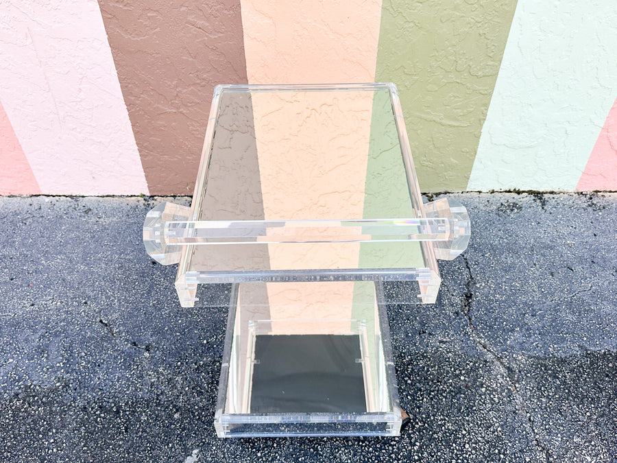 Fab MCM Mirrored Lucite Bar Cart