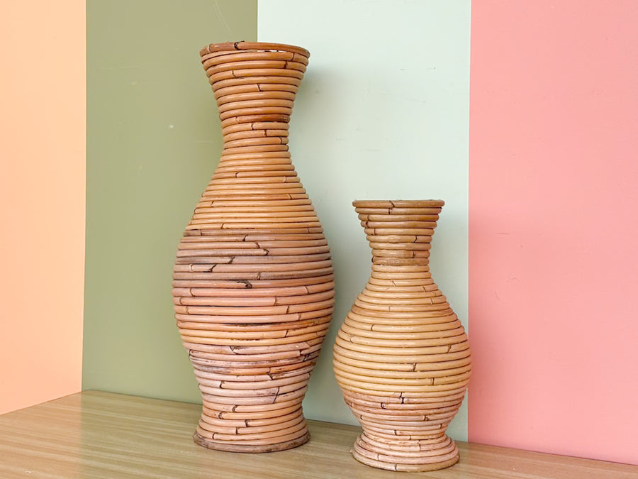 Pair of Natural Pencil Reed Vases