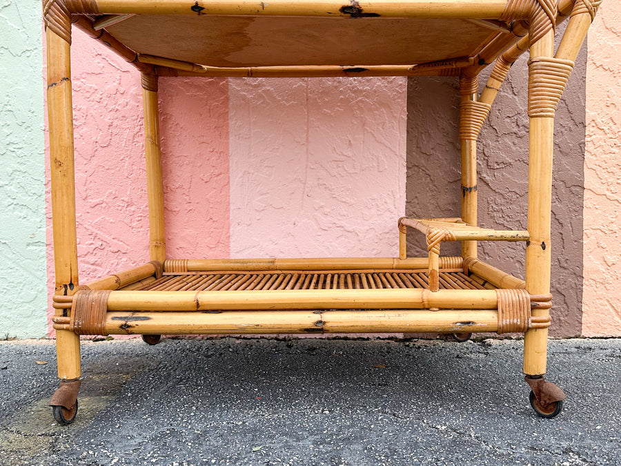 Old Florida Rattan Bar Cart
