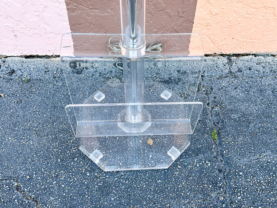 Fab Lucite Floor Lamp and Magazine Rack