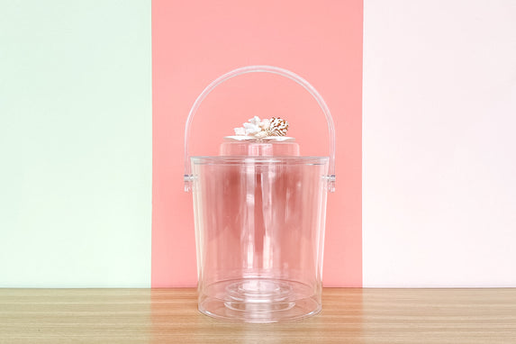 Clam Shell and Coral Lucite Ice Bucket