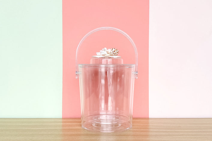 Clam Shell and Coral Lucite Ice Bucket