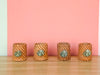 Set of Four Emerald Shell and Rattan Napkin Rings