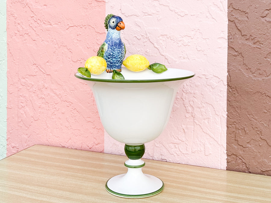 Italian Parrot and Lemon Pedestal Bowl