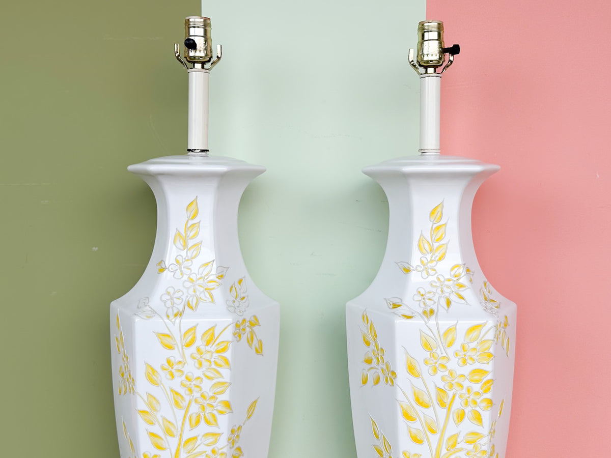 Pair of Floral Yellow Icing Lamps