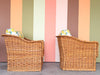 The Wicker Works Pair of Braided Rattan Lounge Chairs