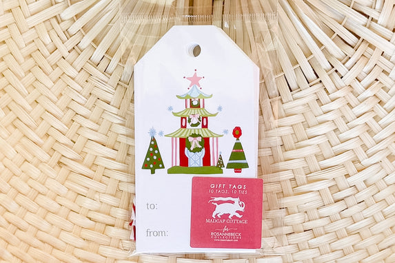 Set of Ten Holiday Pagodas Gift Tags