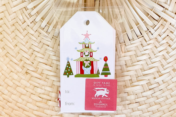 Set of Ten Holiday Pagodas Gift Tags