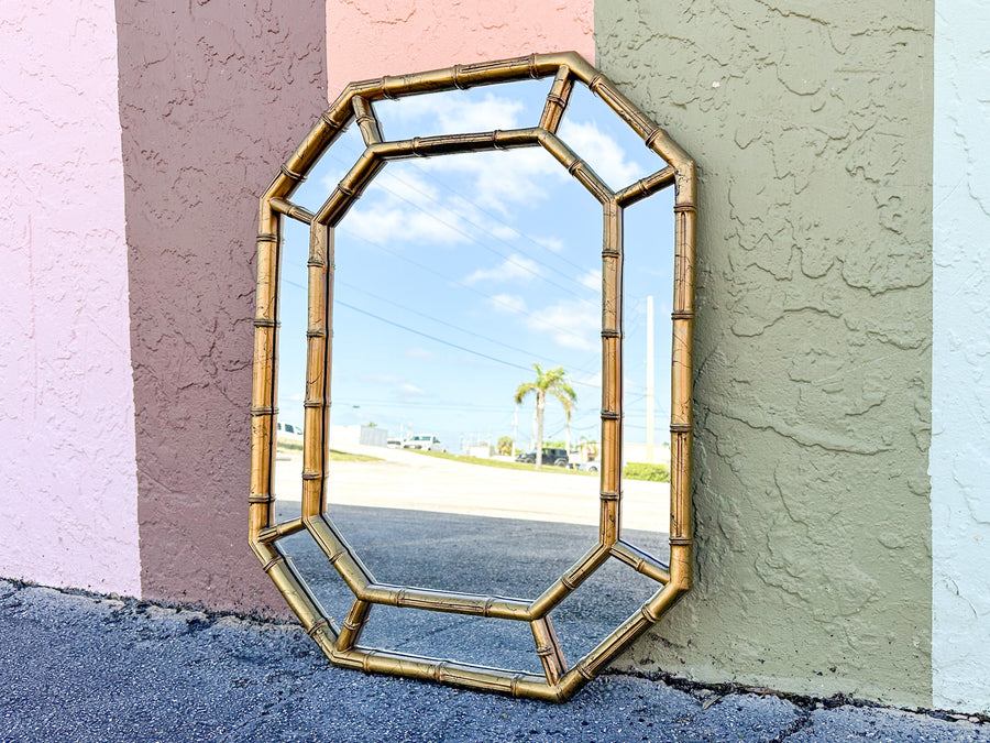 Faux Bamboo Octagon Mirror