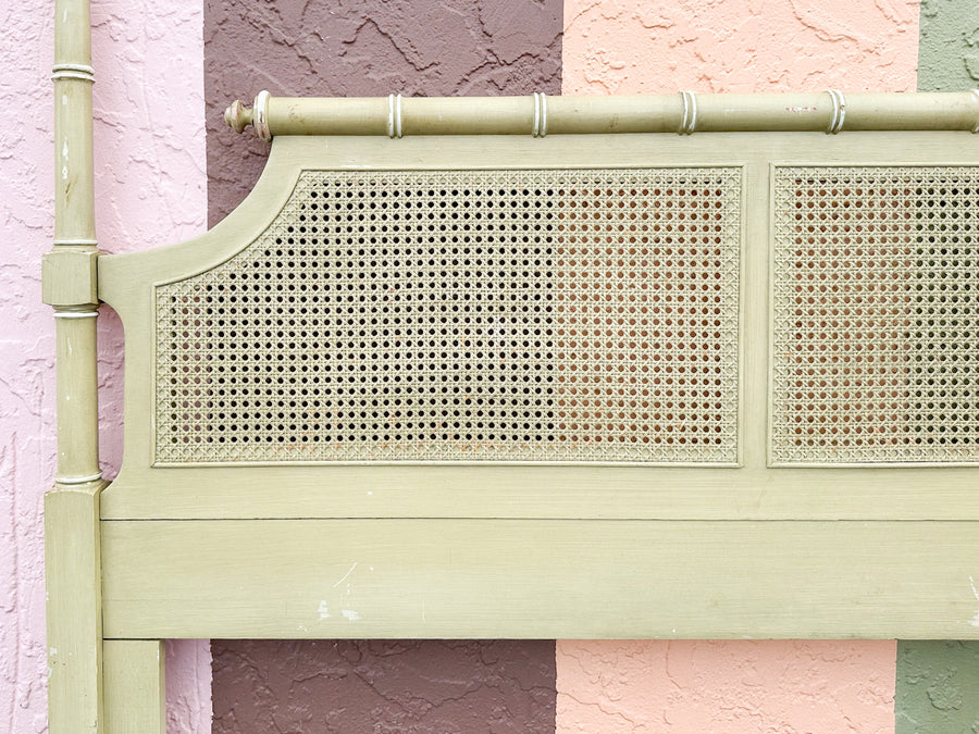 Faux Bamboo and Cane Queen Headboard