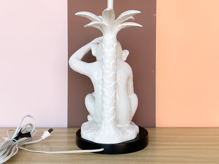 Whimsical Ceramic Monkey and Palm Tree Lamp