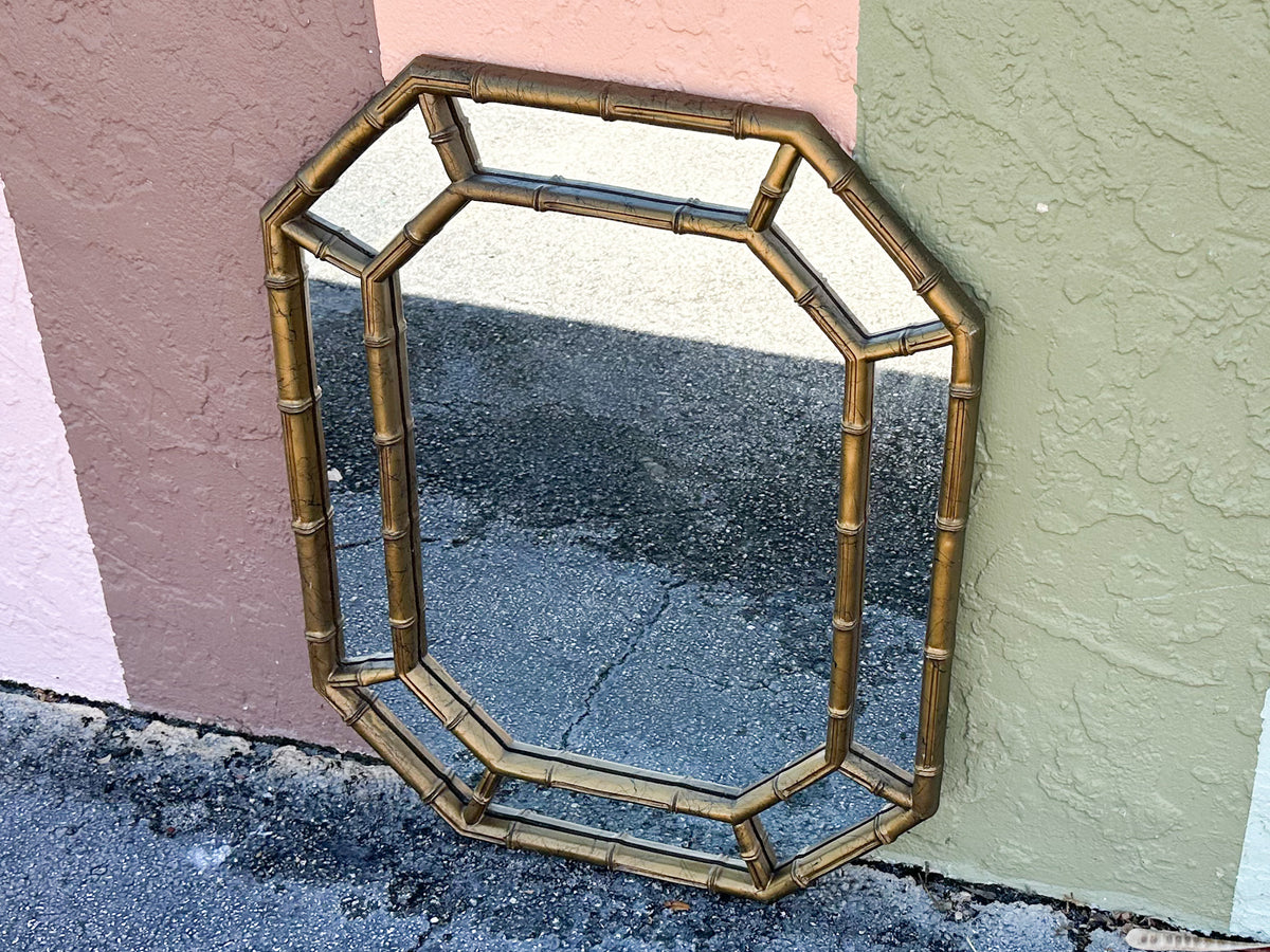 Faux Bamboo Octagon Mirror