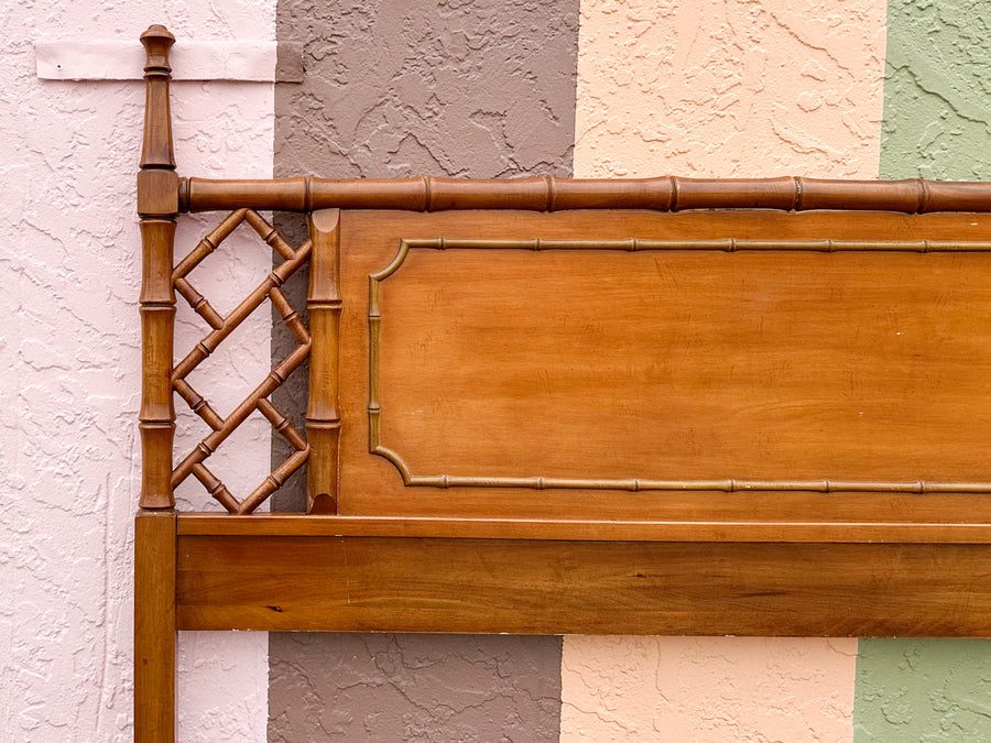 Handsome Faux Bamboo Chippendale Queen Headboard