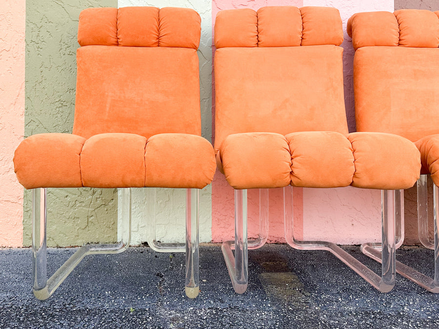 Set of Six Vladimir Kagan Lucite Dining Chairs