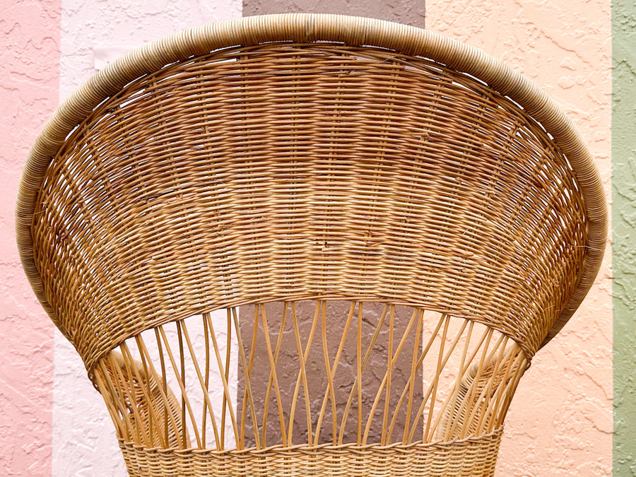 Pair of High Back Rattan Wrapped Chairs