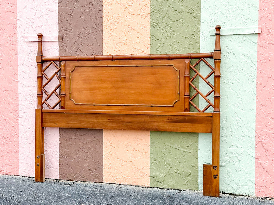 Handsome Faux Bamboo Chippendale Queen Headboard