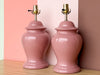 Pair of Pretty Pink Ginger Jar Lamps