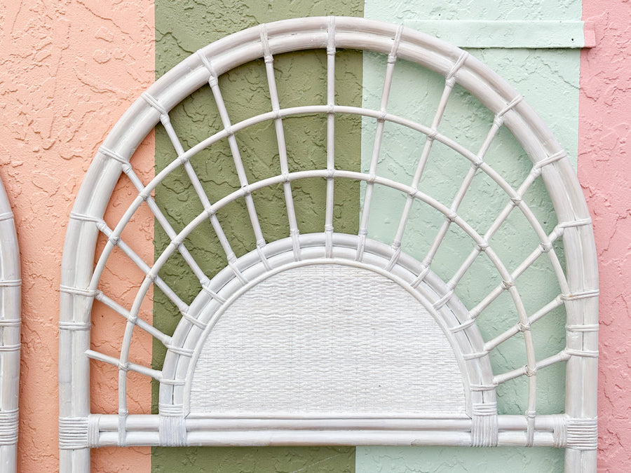 Pair of Rattan Arch Twin Headboards