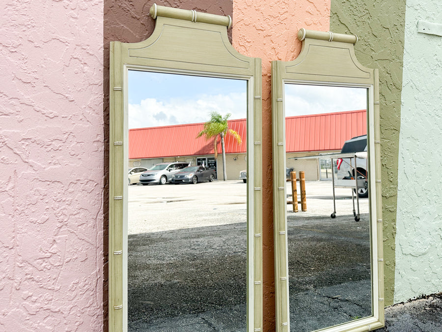 Pair of Henry Link Faux Bamboo Mirrors