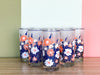 Set of Six Culver Blue and Orange Flower Glasses