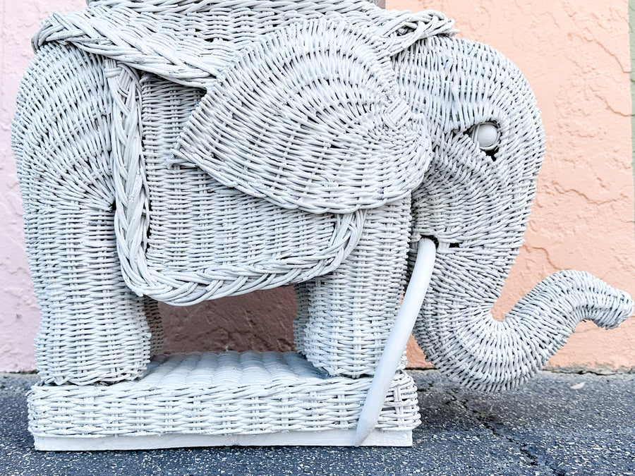 Wicker Elephant Garden Seat