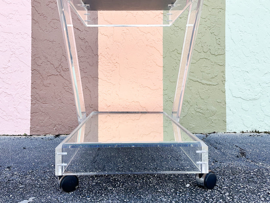 Fab MCM Mirrored Lucite Bar Cart
