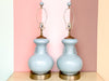 Pair of Sea Blue Crackle Lamps