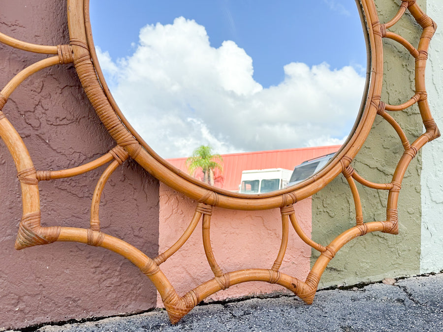 Rattan Flower Mirror