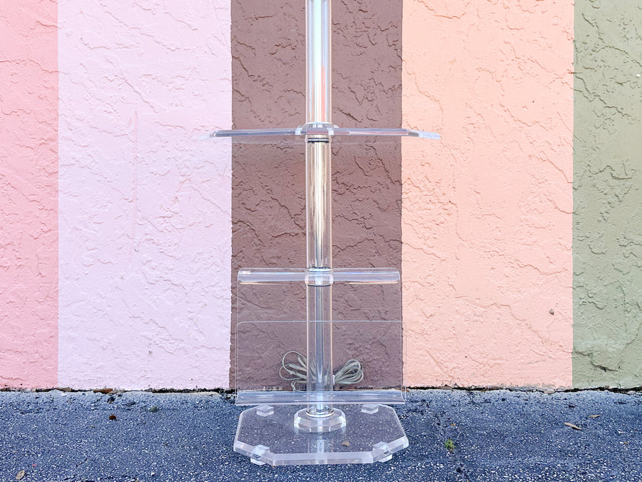 Fab Lucite Floor Lamp and Magazine Rack