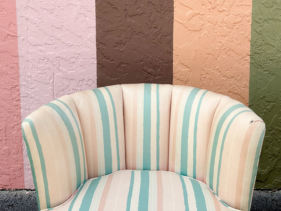 Pair of Cute Striped Upholstered Swivel Chairs