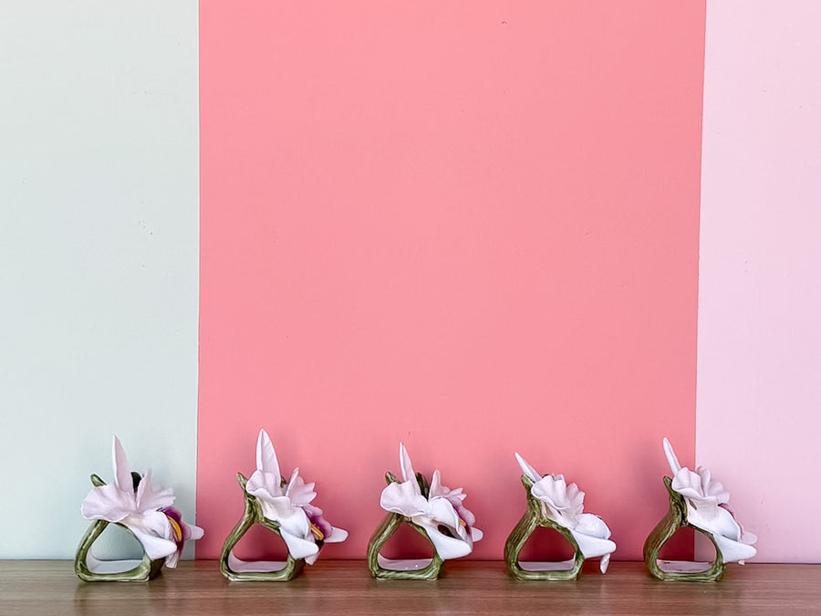 Set of Ten Orchid Napkin Rings