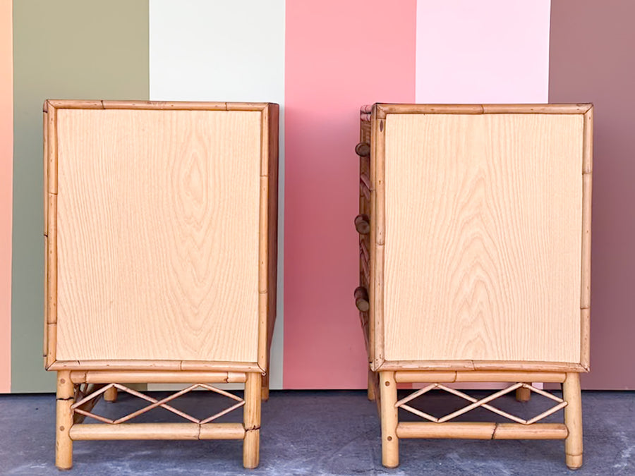 Pair of Island Style Rattan Nightstands