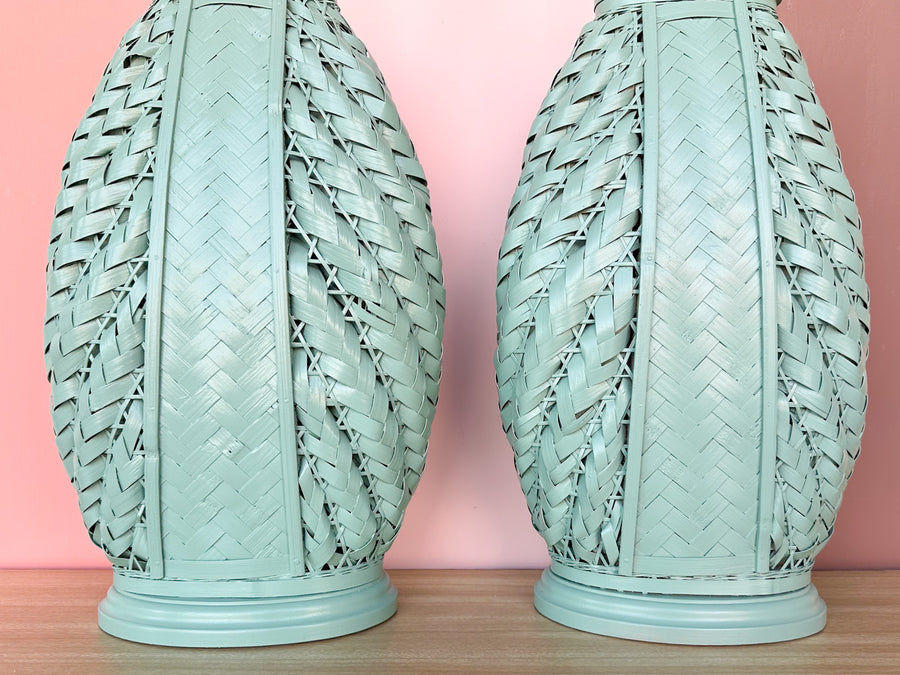 Pair of Island Chic Woven Lamps