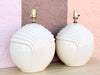 Pair of Cream Ceramic Sphere Lamps