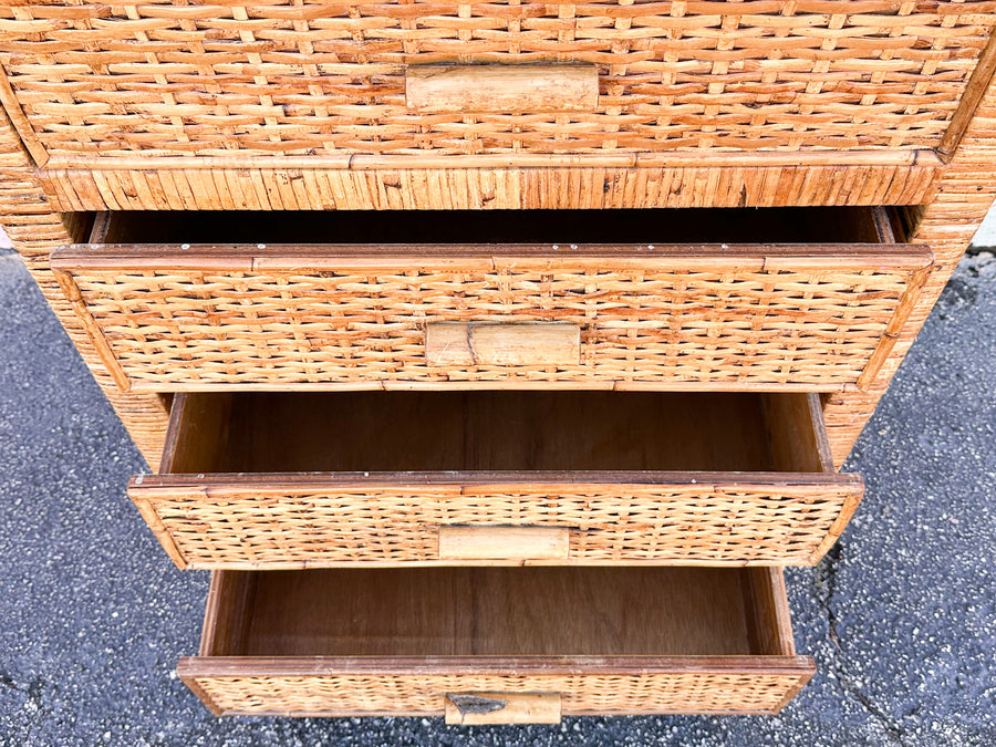 Island Style Rattan Wrapped Tall Chest