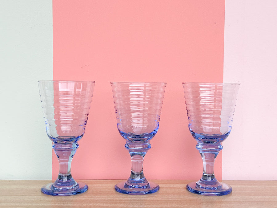 Set of Six Pretty Blue Goblets