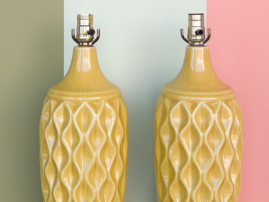 Pair of Happy Yellow MCM Lamps