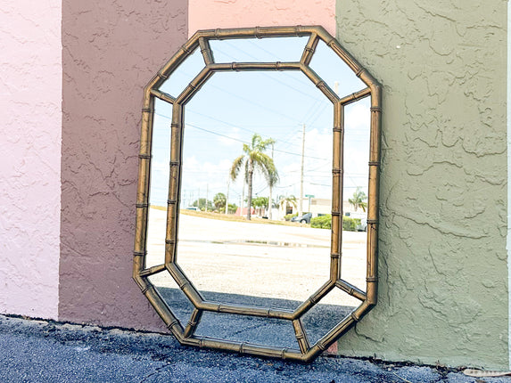Faux Bamboo Octagon Mirror