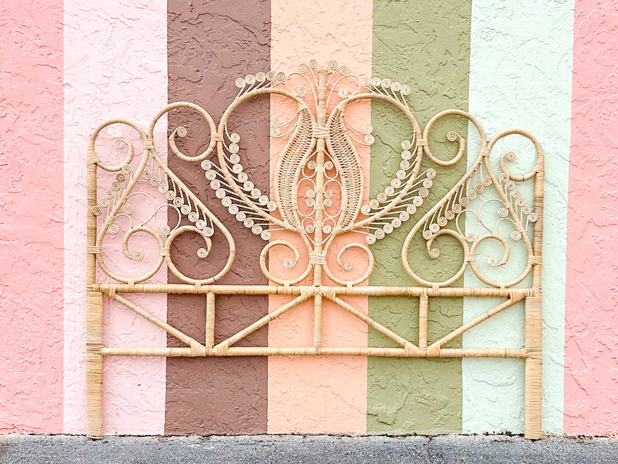 Rattan Peacock Queen Headboard
