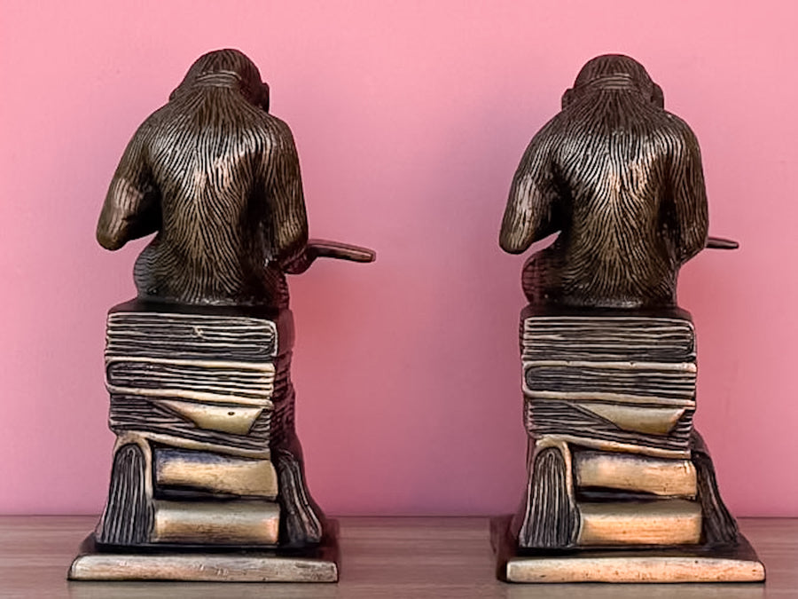 Reading Monkey Brass Bookends